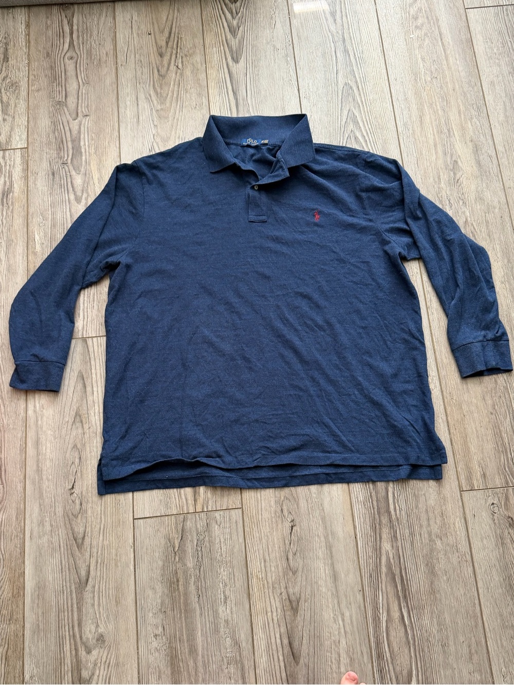 Polo by Ralph Lauren Navy Long-Sleeve Polo with Red Pony